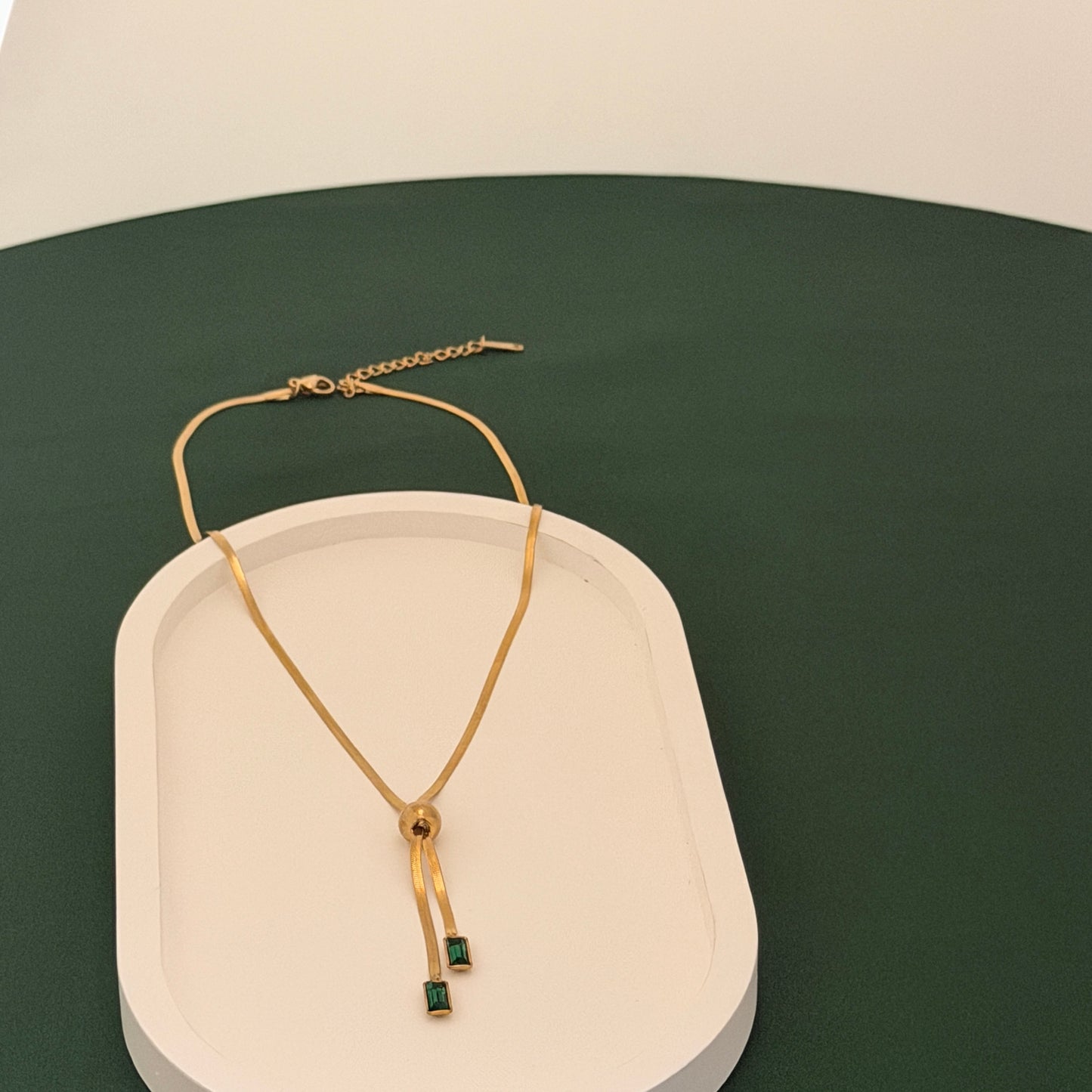 Emerald Drop Luxe Snake Chain Necklace