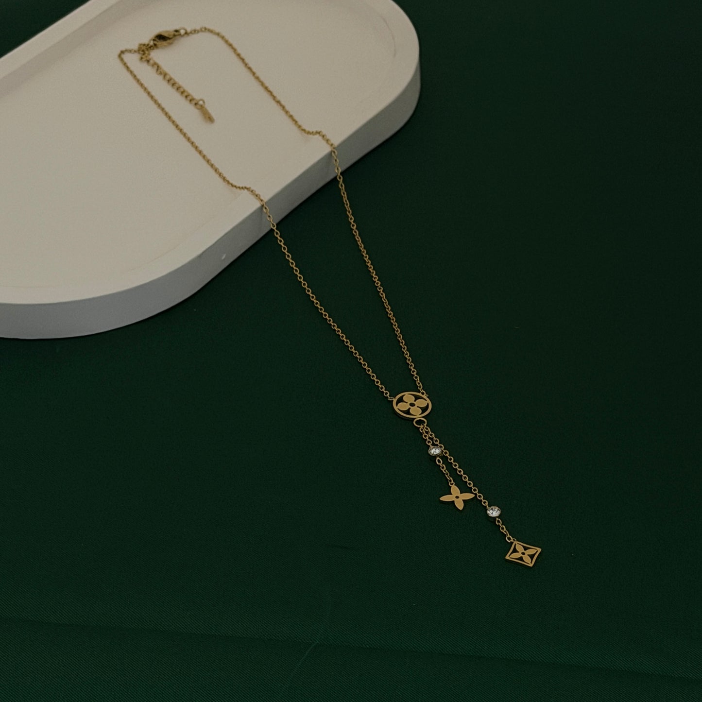 Golden Luxe Charm Drop Necklace