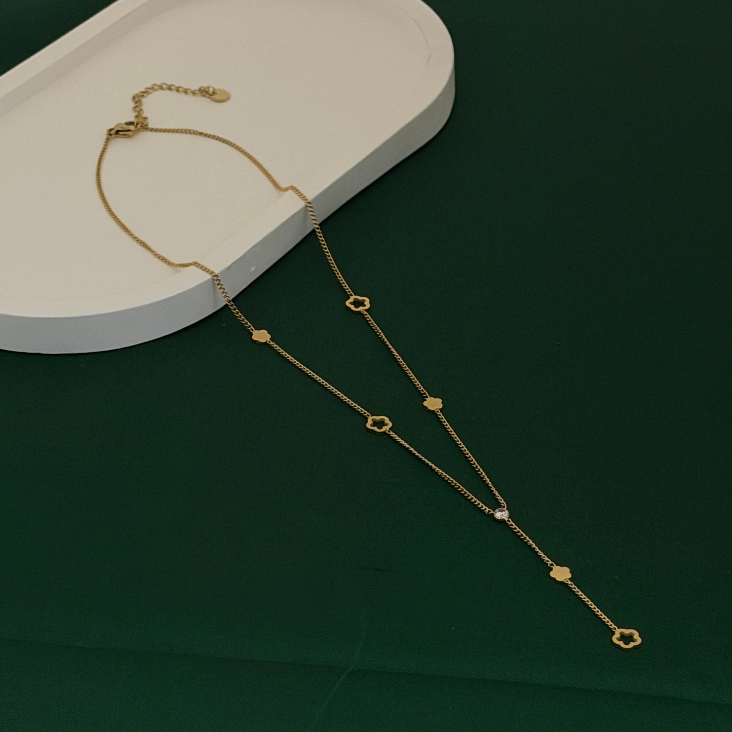 Golden Clover Cascade Layered Necklace