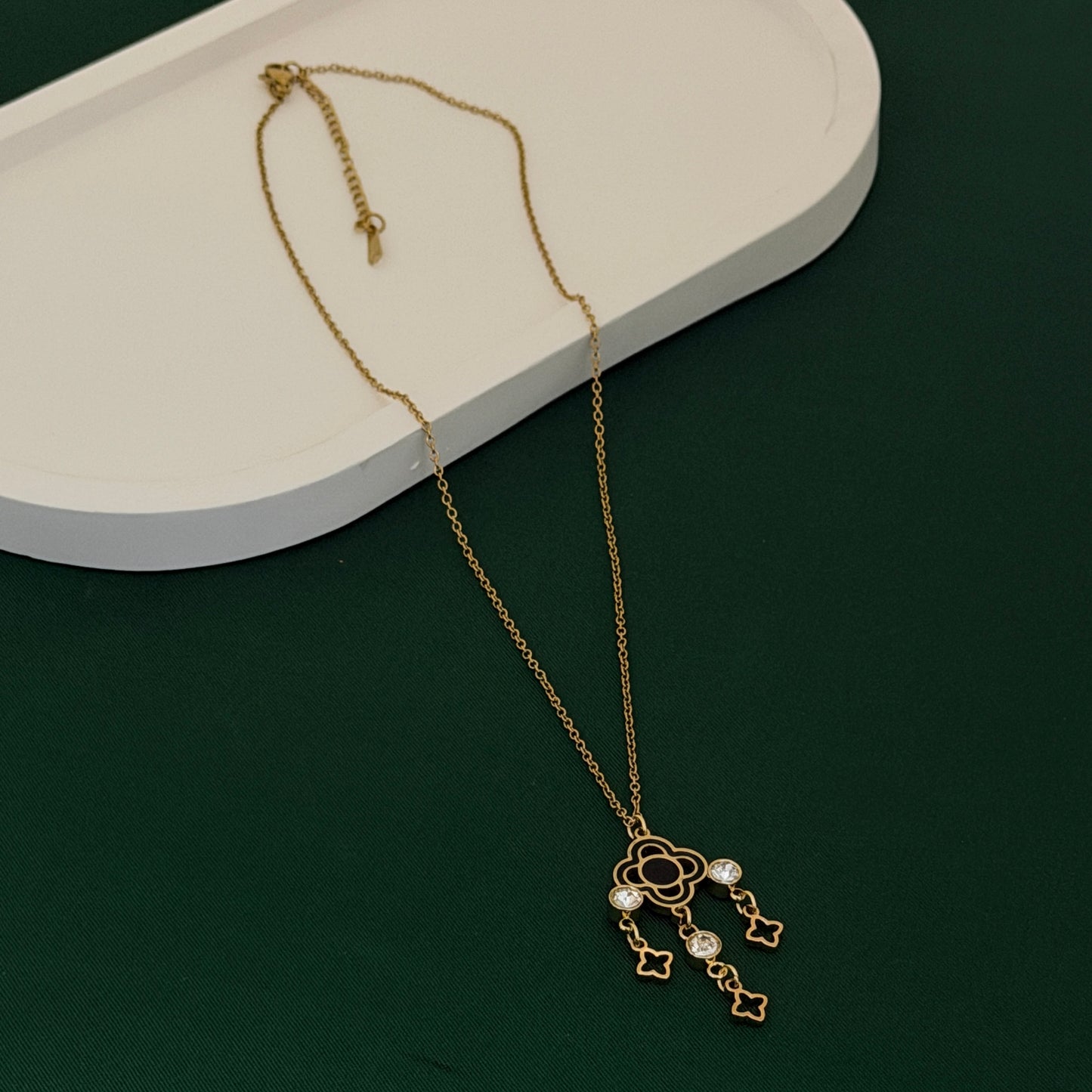 Golden Clover Dreamcatcher Charm Necklace