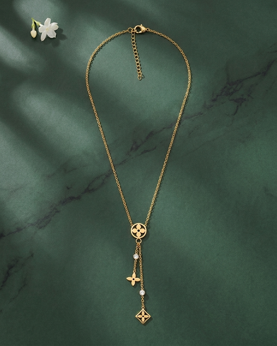Golden Luxe Charm Drop Necklace