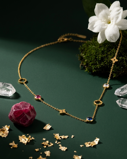 Celestial Multicolor Charm Chain Necklace