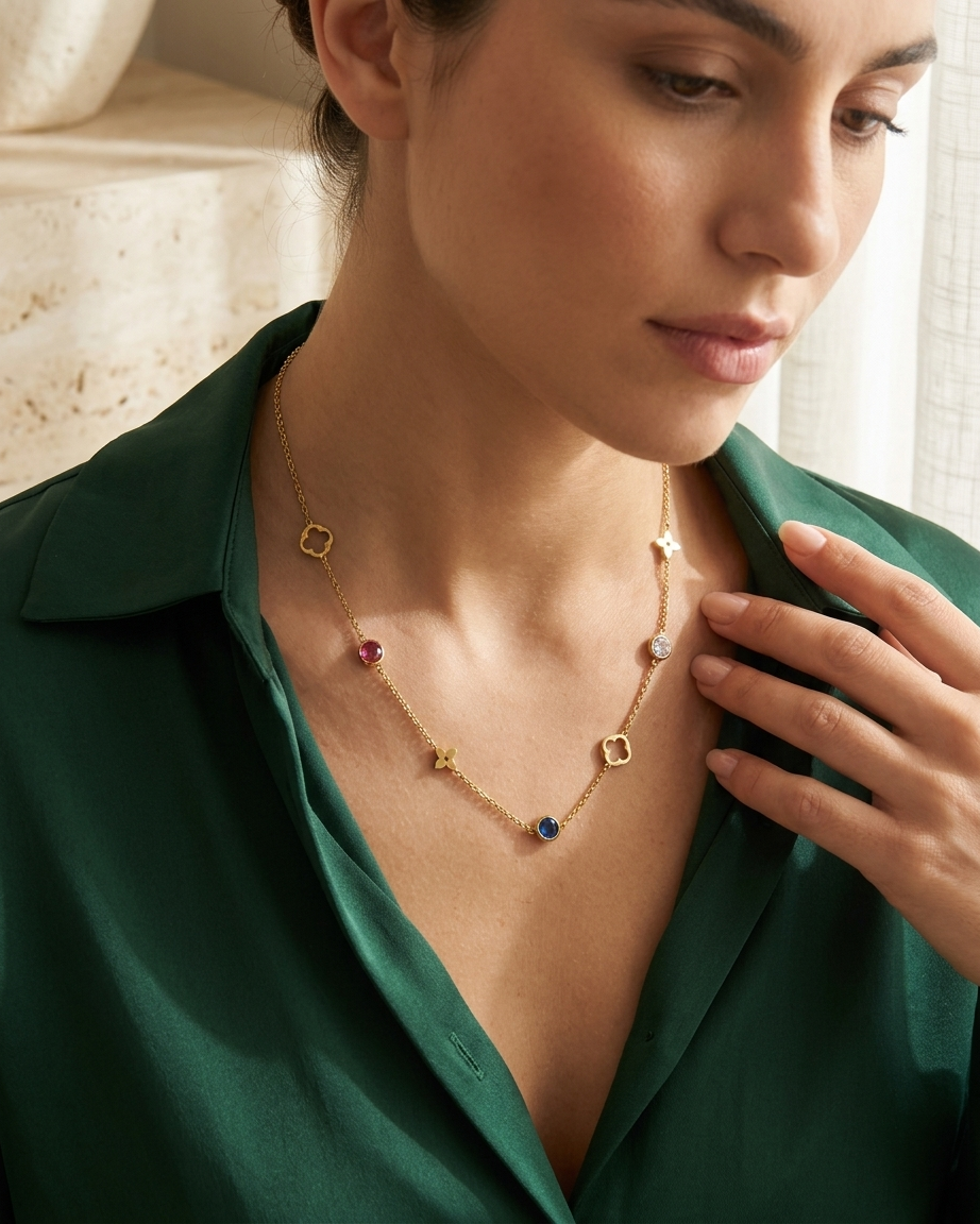 Celestial Multicolor Charm Chain Necklace