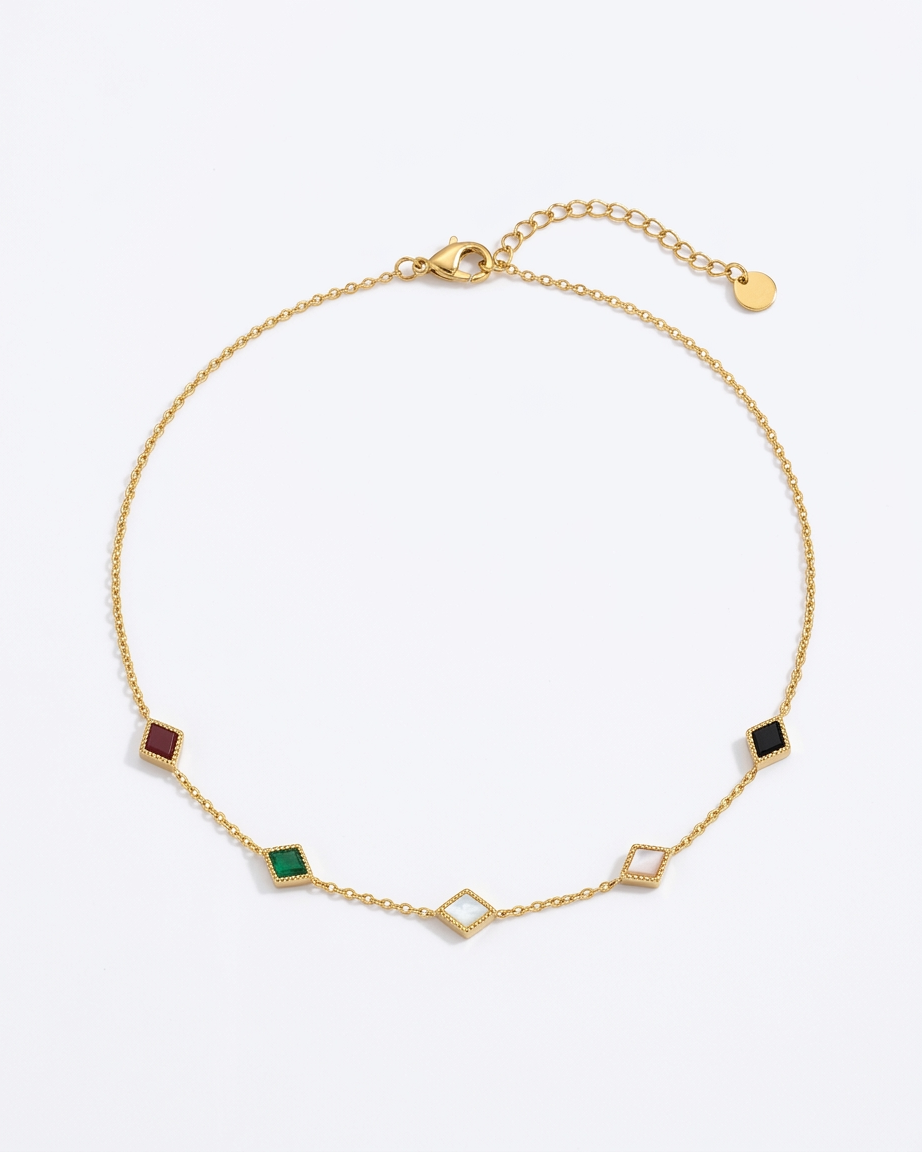 Aurora Mosaic Square Charm Necklace
