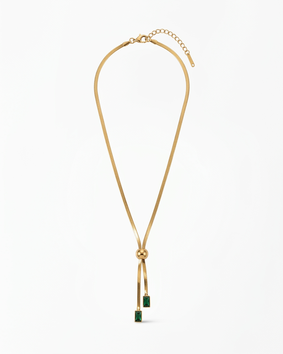Emerald Drop Luxe Snake Chain Necklace