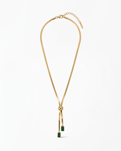 Emerald Drop Luxe Snake Chain Necklace
