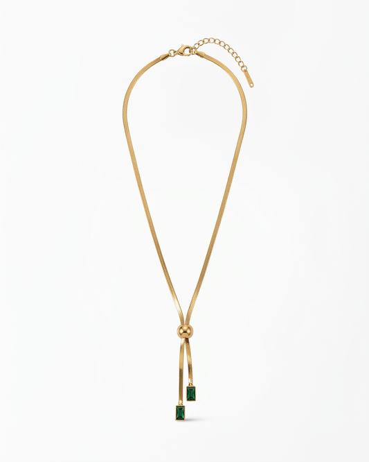 Emerald Drop Luxe Snake Chain Necklace