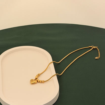 Golden Heart Charm Snake Chain Necklace