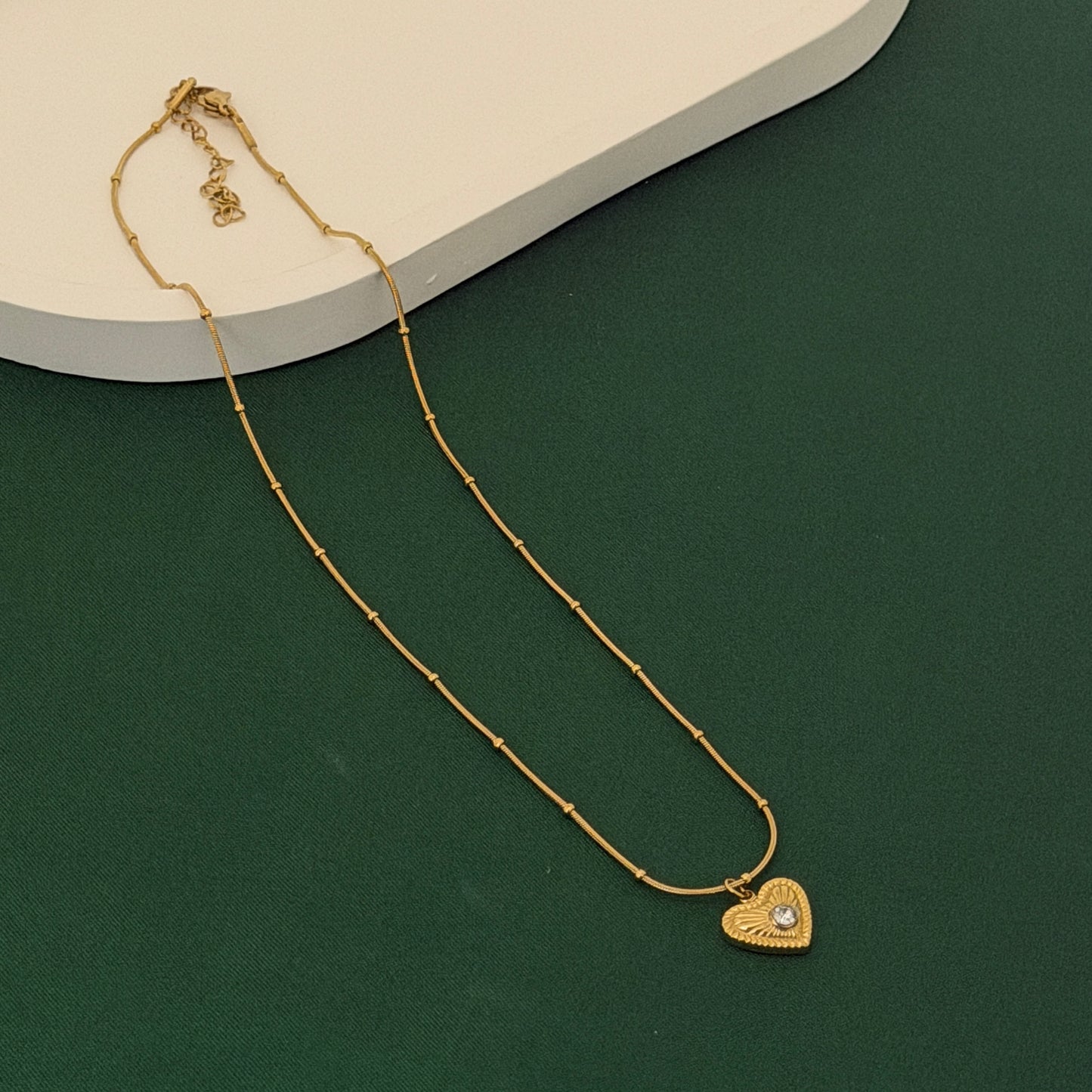 Golden Luxe Textured Heart Pendant Necklace
