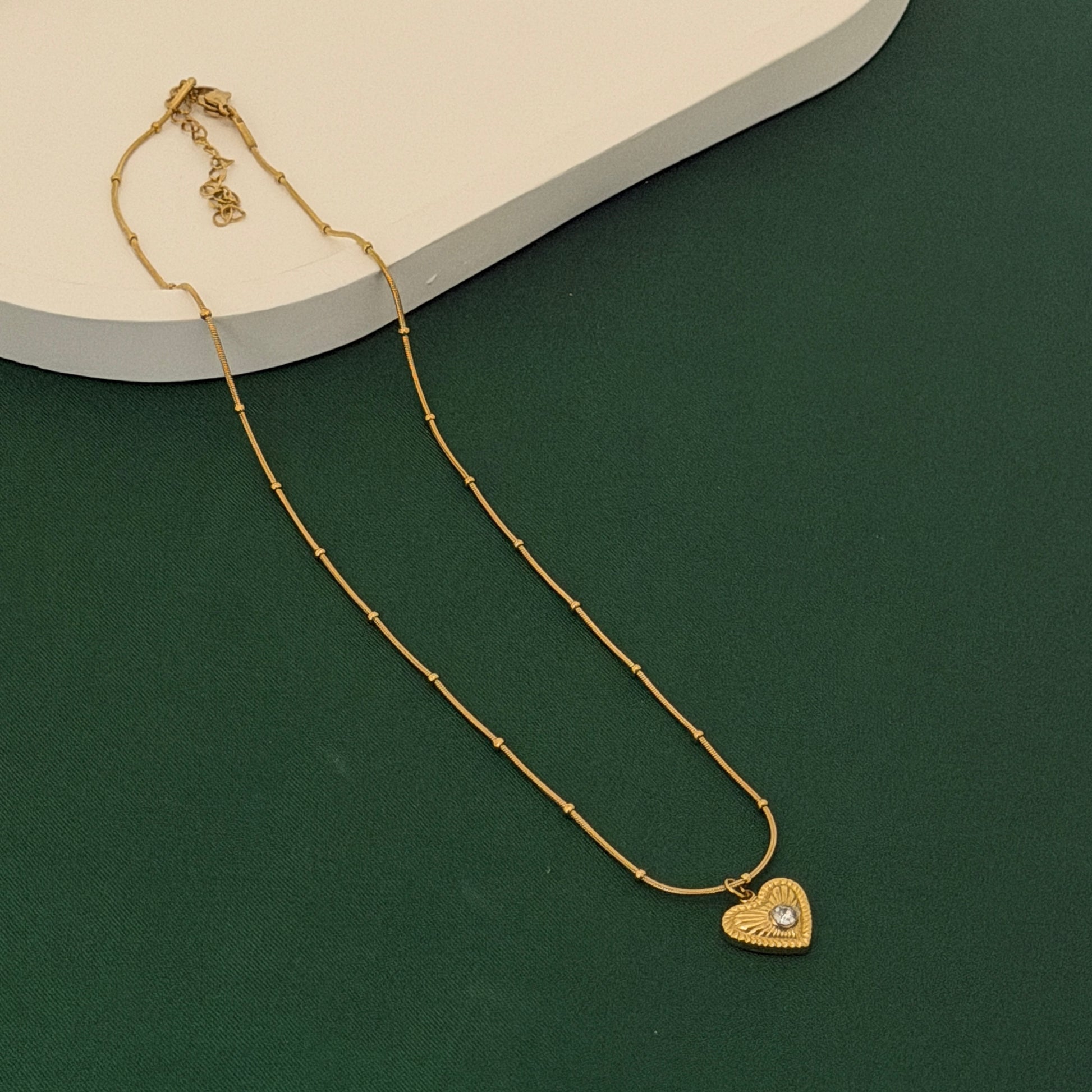 Golden Luxe Textured Heart Pendant Necklace