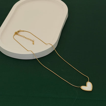 Golden Mother-of-Pearl Heart Pendant Necklace