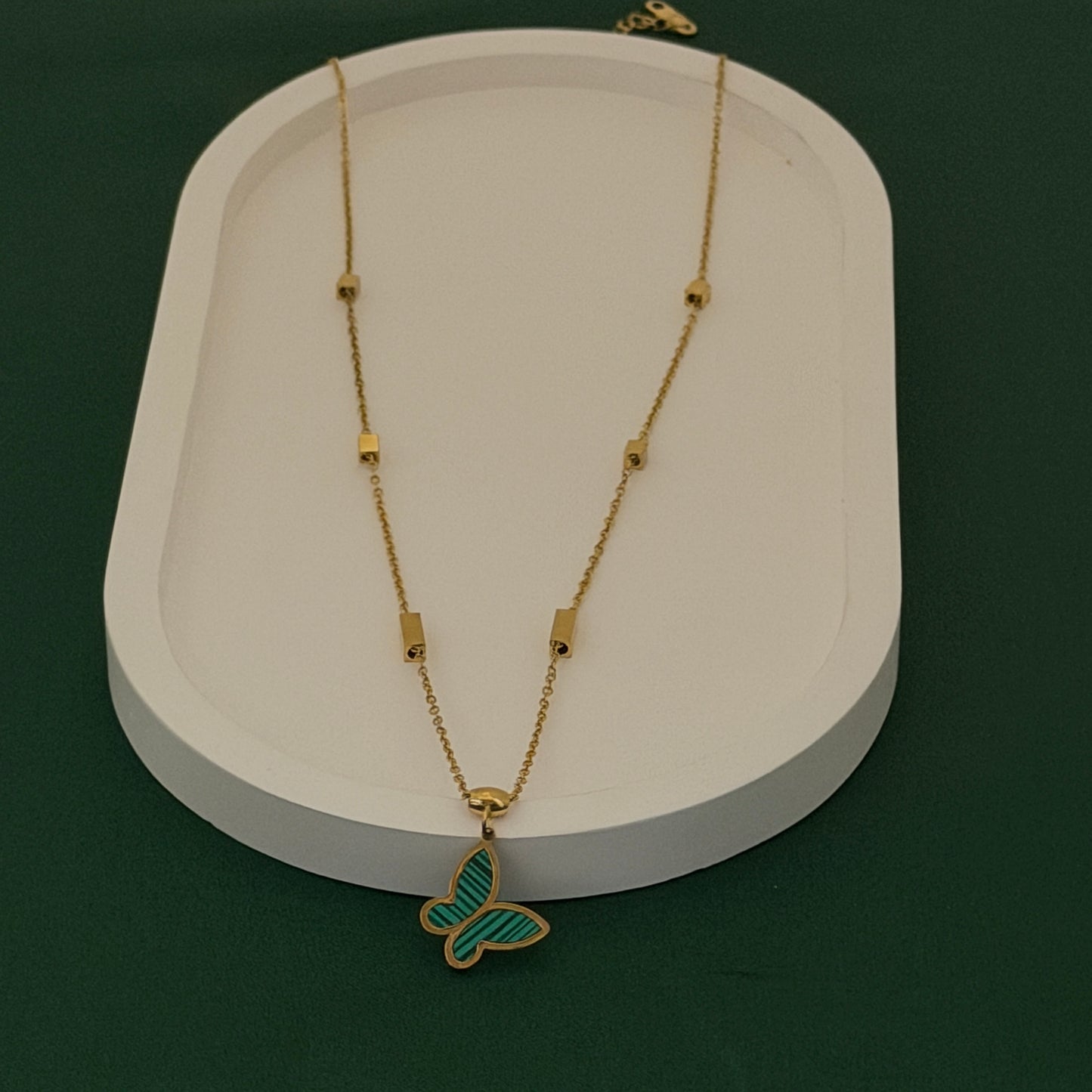 Emerald Breeze Butterfly Charm Necklace