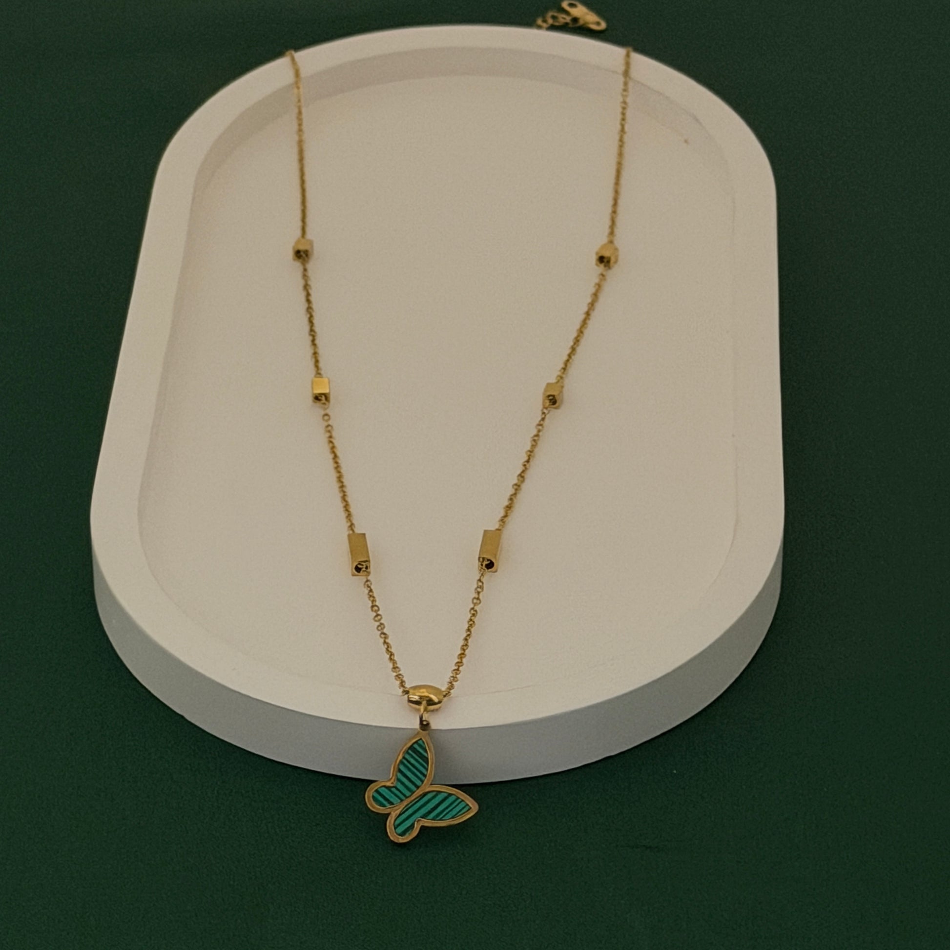 Emerald Breeze Butterfly Charm Necklace