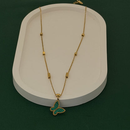 Emerald Breeze Butterfly Charm Necklace