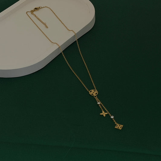 Golden Luxe Charm Drop Necklace