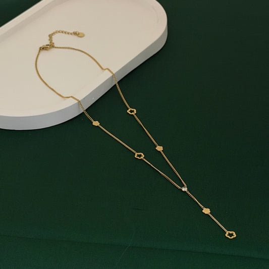 Golden Clover Cascade Layered Necklace