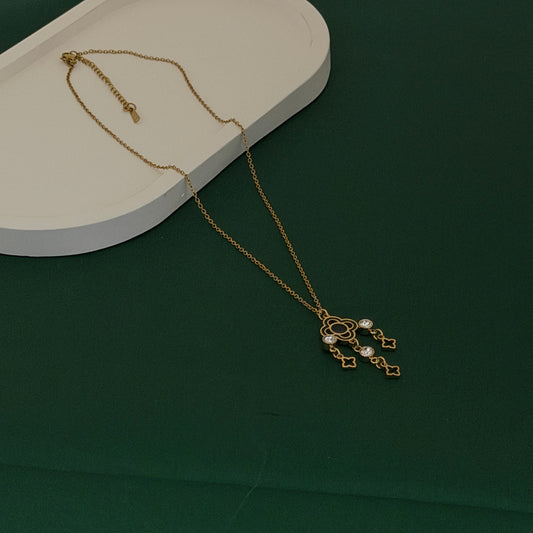 Golden Clover Dreamcatcher Charm Necklace