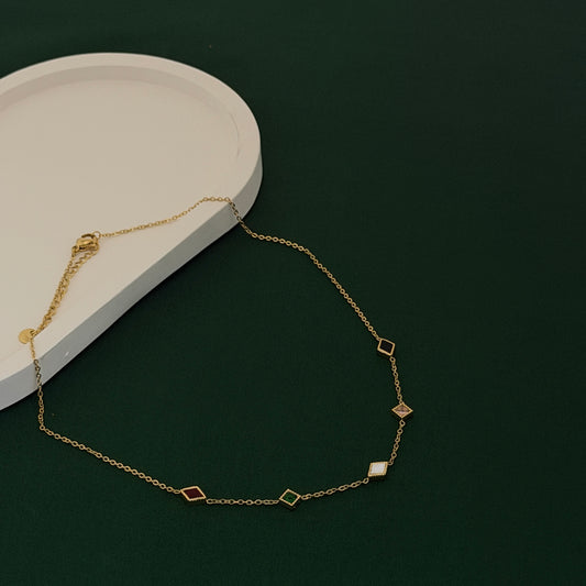 Aurora Mosaic Square Charm Necklace