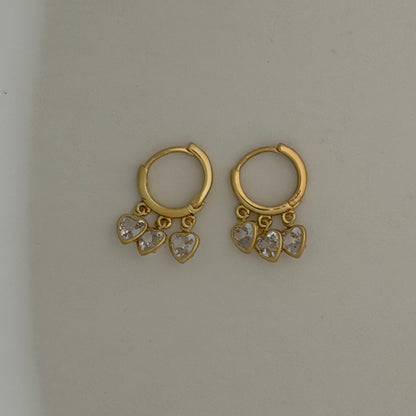 Amour Heart Drop Hoop Earrings