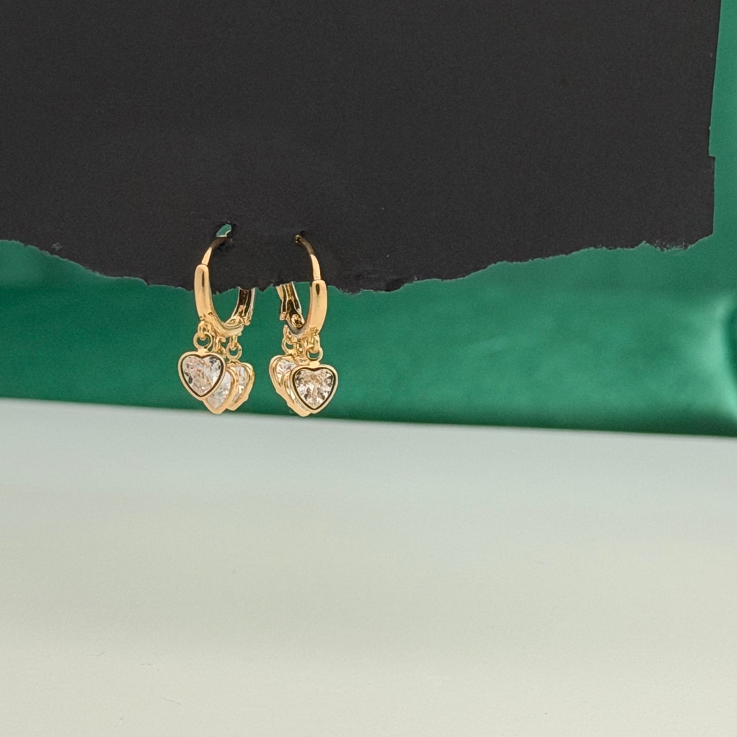 Amour Heart Drop Hoop Earrings