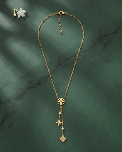 Golden Luxe Charm Drop Necklace