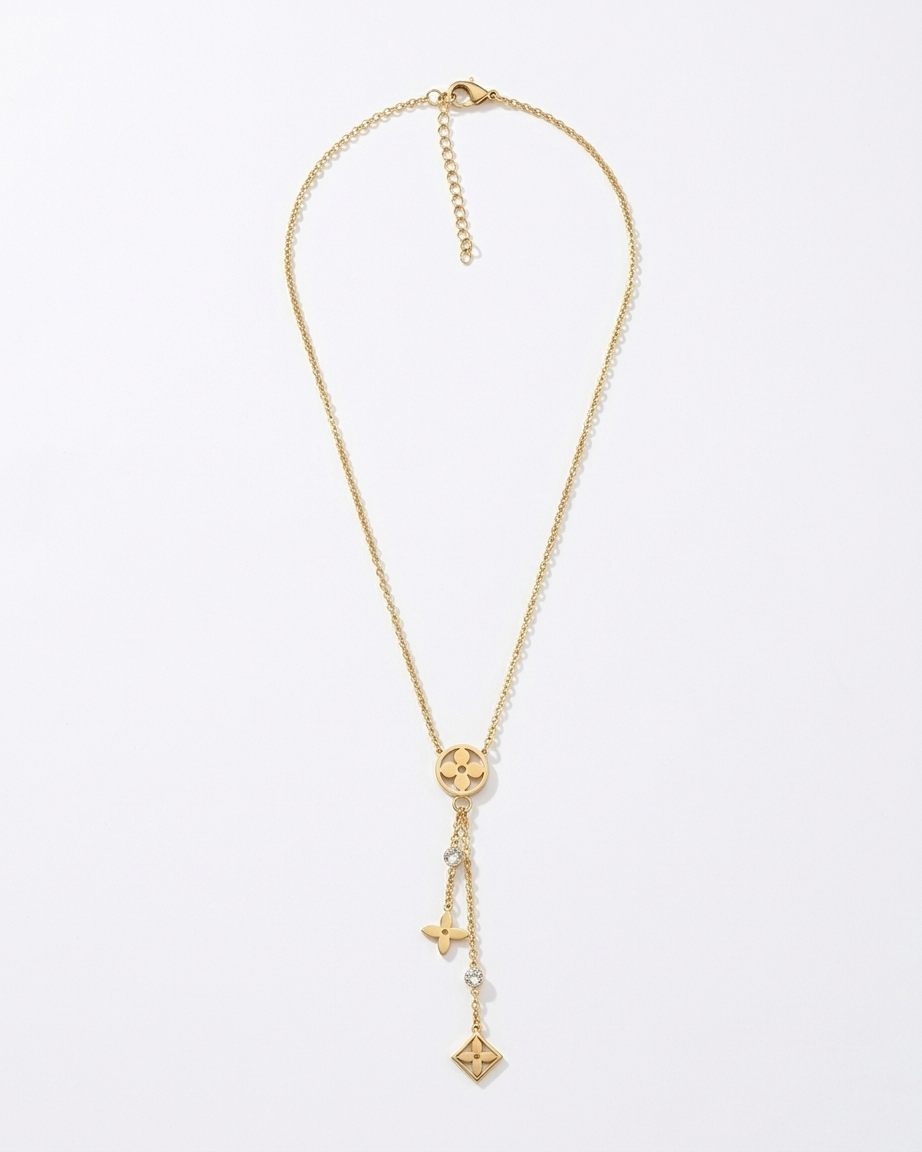Golden Luxe Charm Drop Necklace