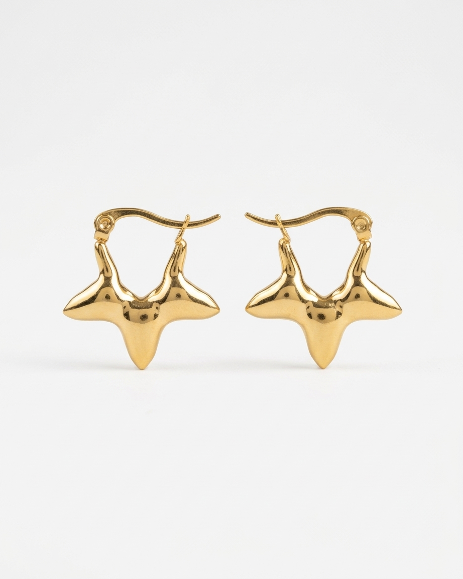 Golden Wish Star Hoops