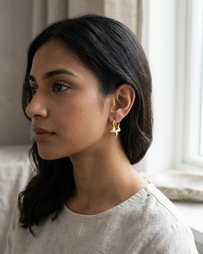 Golden Wish Star Hoops