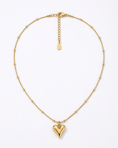 Golden Petite Heart Charm Chain Necklace