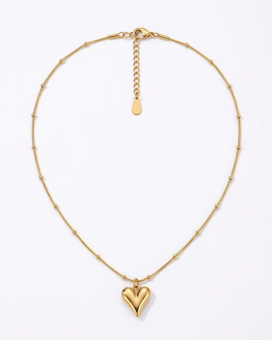 Golden Petite Heart Charm Chain Necklace