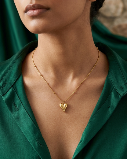 Golden Petite Heart Charm Chain Necklace