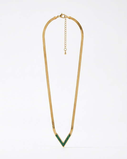 Emerald V Chevron Snake Chain Necklace