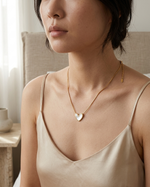 Golden Mother-of-Pearl Heart Pendant Necklace