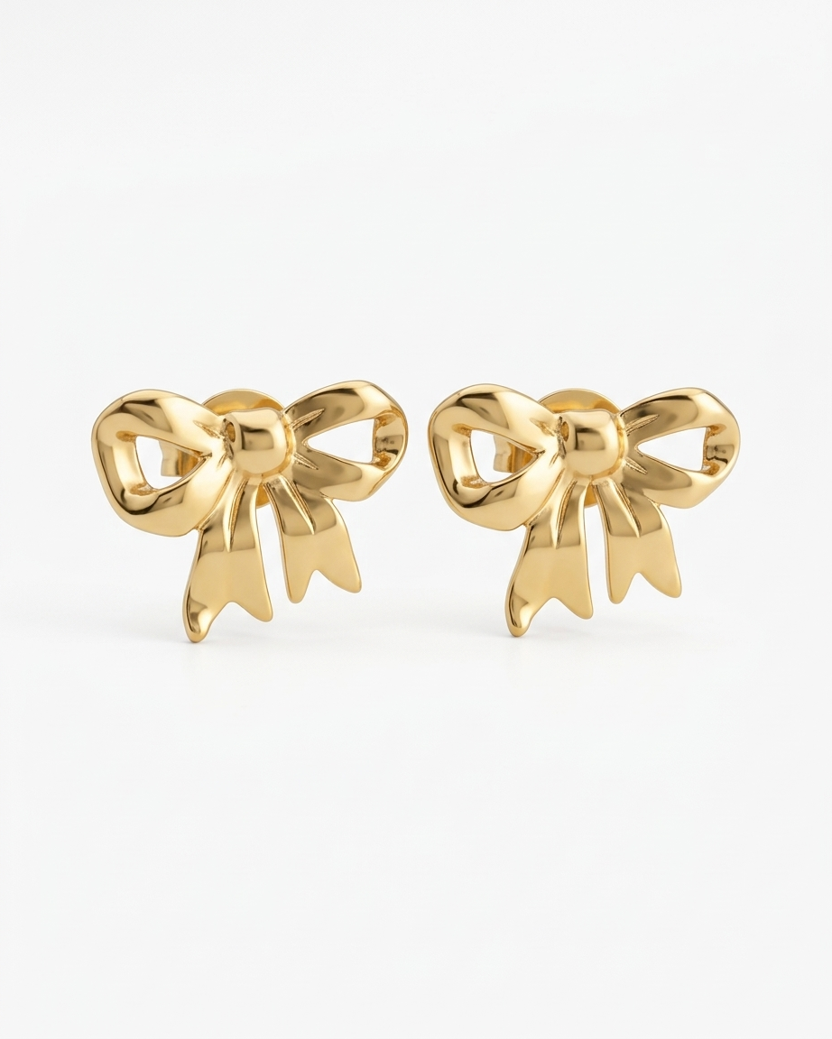 Luna Bow Charm Stud Earrings