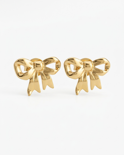 Luna Bow Charm Stud Earrings