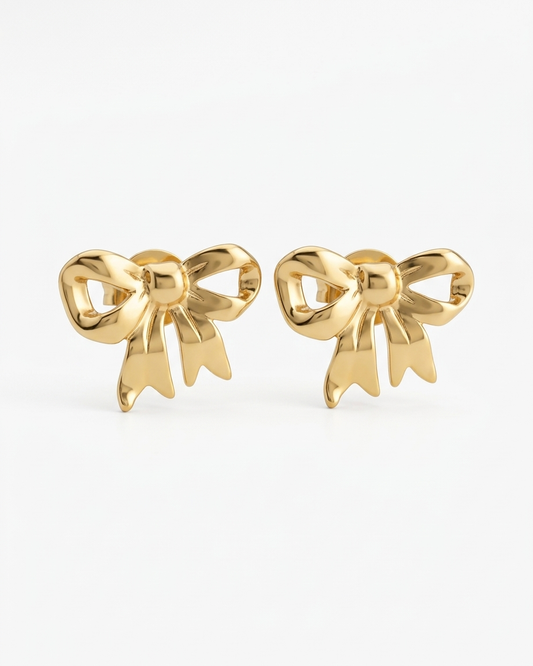Luna Bow Charm Stud Earrings