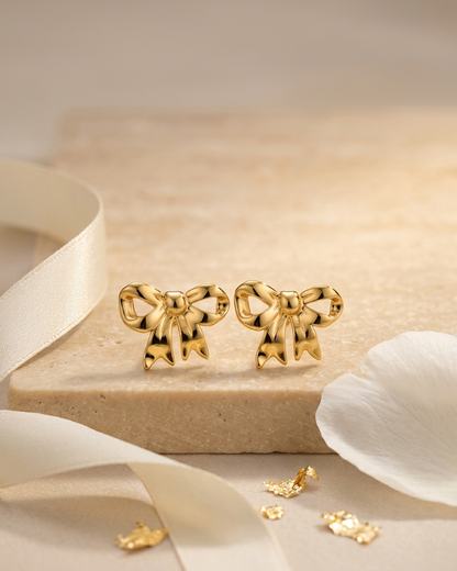 Luna Bow Charm Stud Earrings