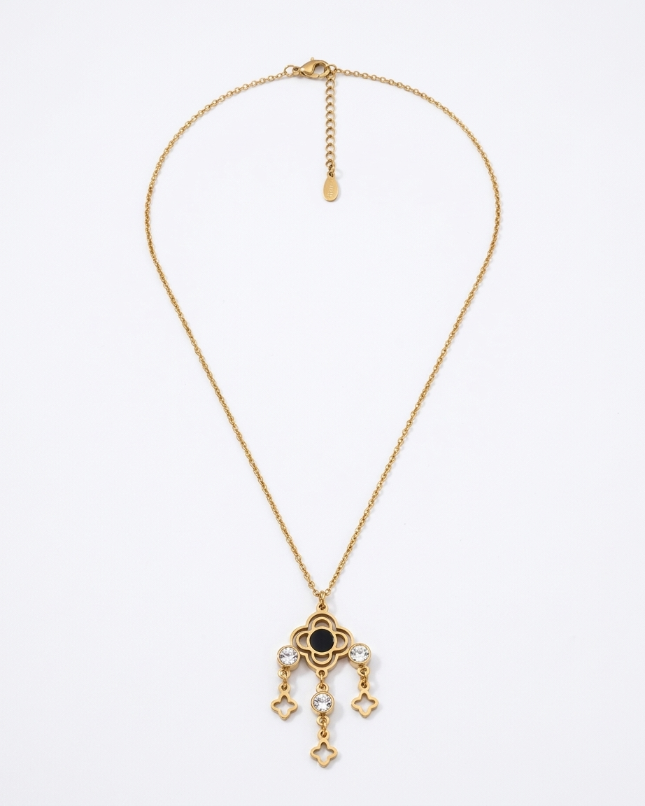Golden Clover Dreamcatcher Charm Necklace