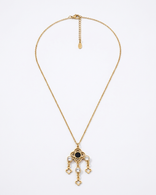 Golden Clover Dreamcatcher Charm Necklace