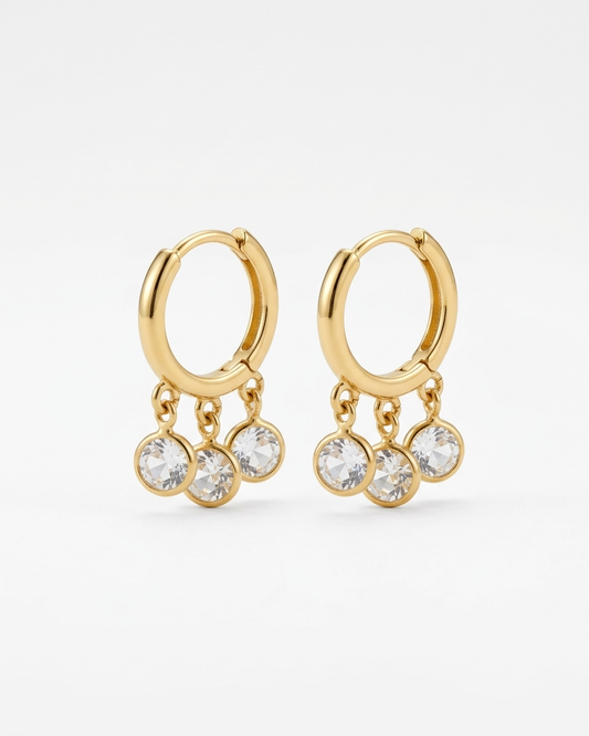 Celeste Triple Drop Hoop Earrings