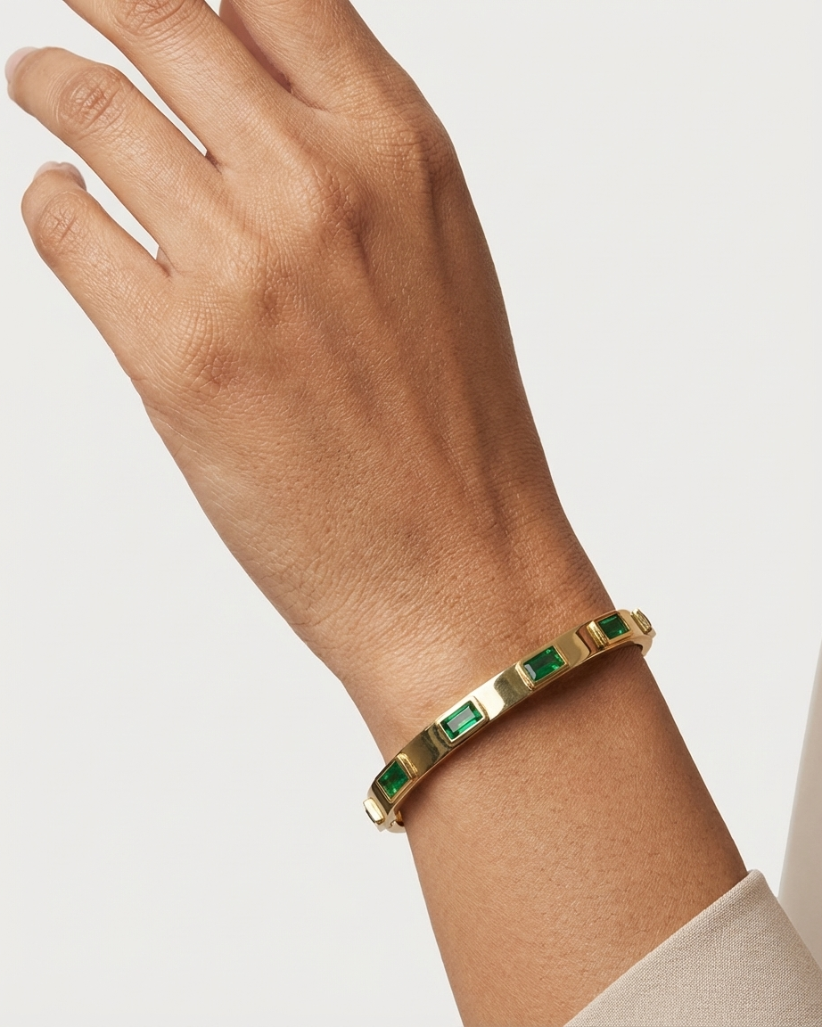 Emerald Aura Gold Bangle
