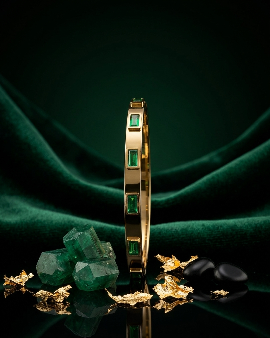 Emerald Aura Gold Bangle
