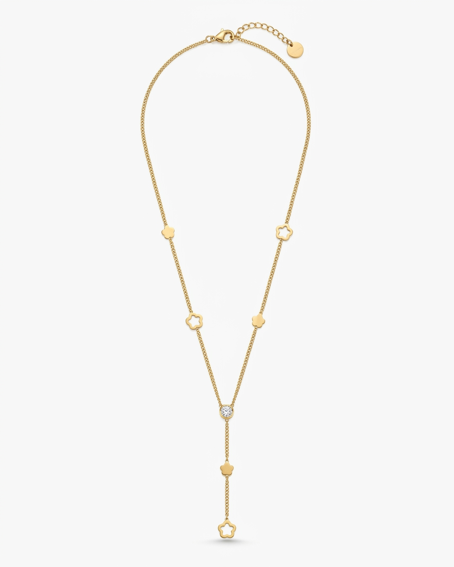 Golden Clover Cascade Layered Necklace