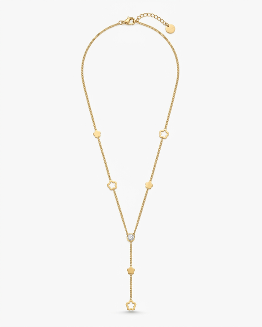 Golden Clover Cascade Layered Necklace