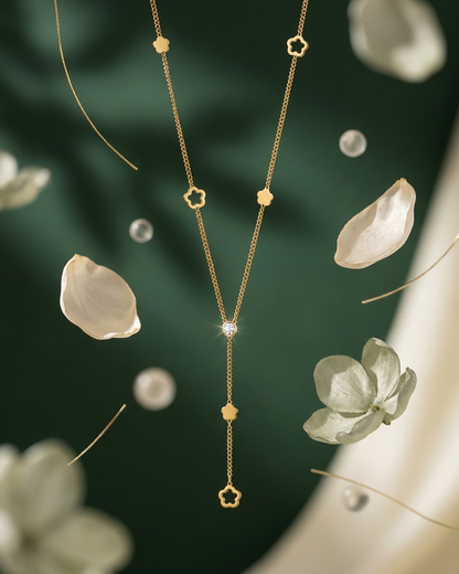 Golden Clover Cascade Layered Necklace