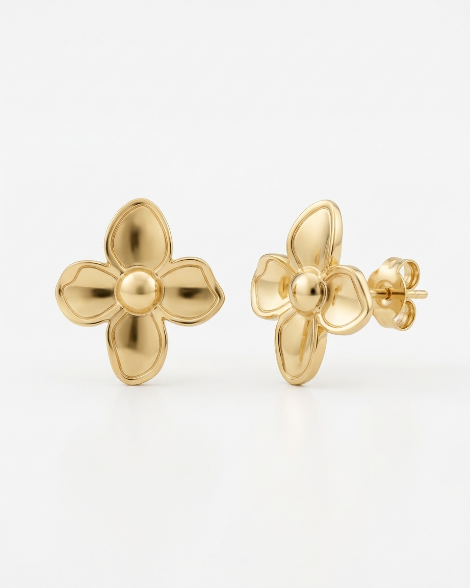 Golden Petal Bloom Stud Earrings