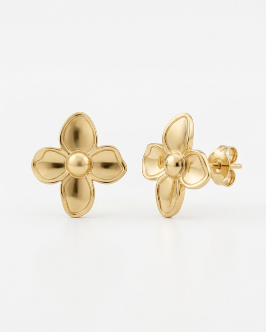 Golden Petal Bloom Stud Earrings