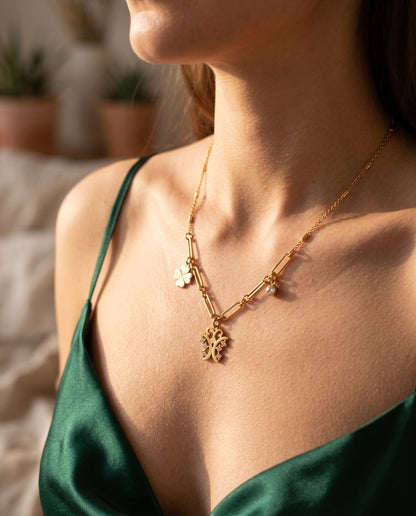 Golden Harmony Charm Link Necklace