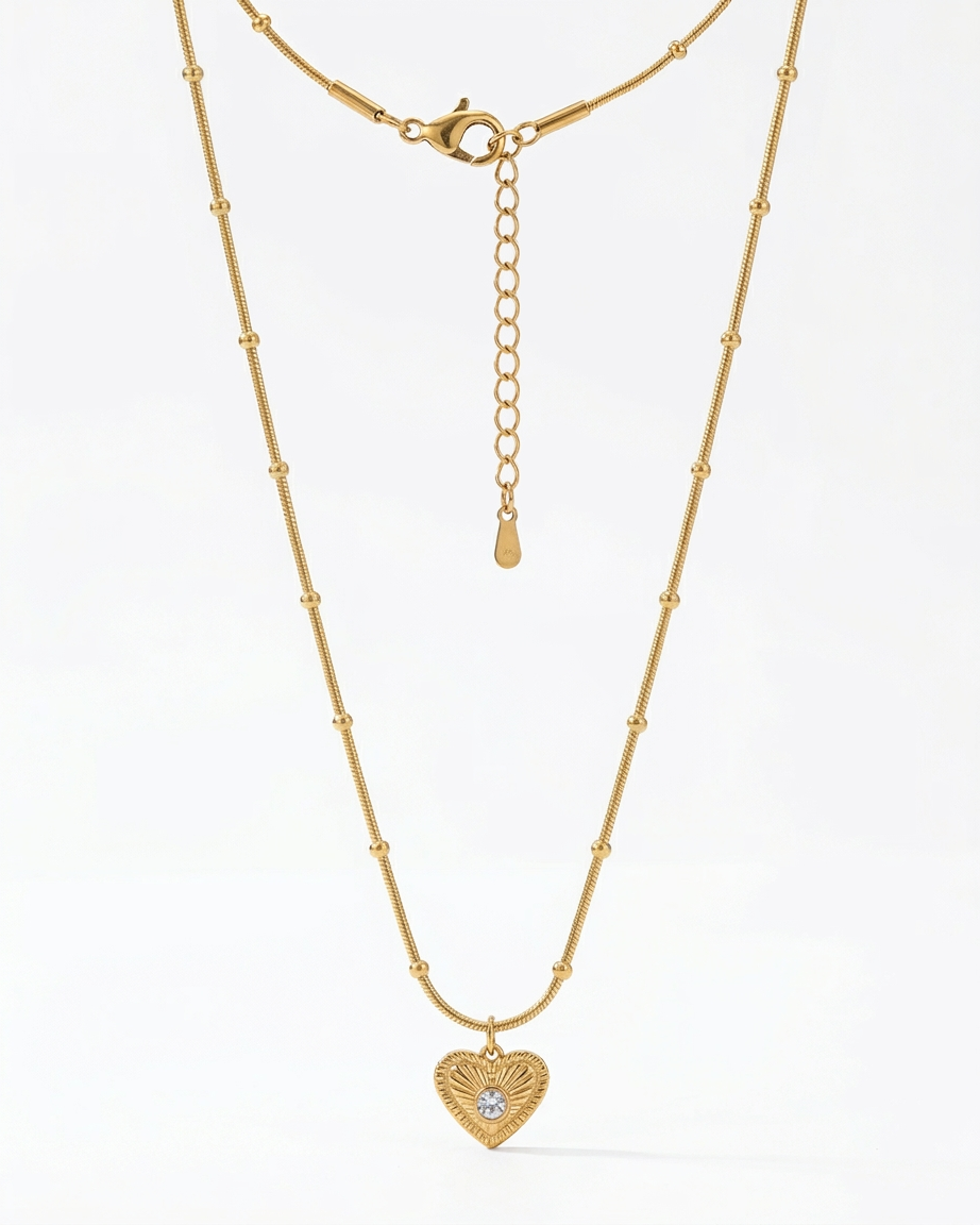 Golden Luxe Textured Heart Pendant Necklace