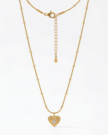 Golden Luxe Textured Heart Pendant Necklace